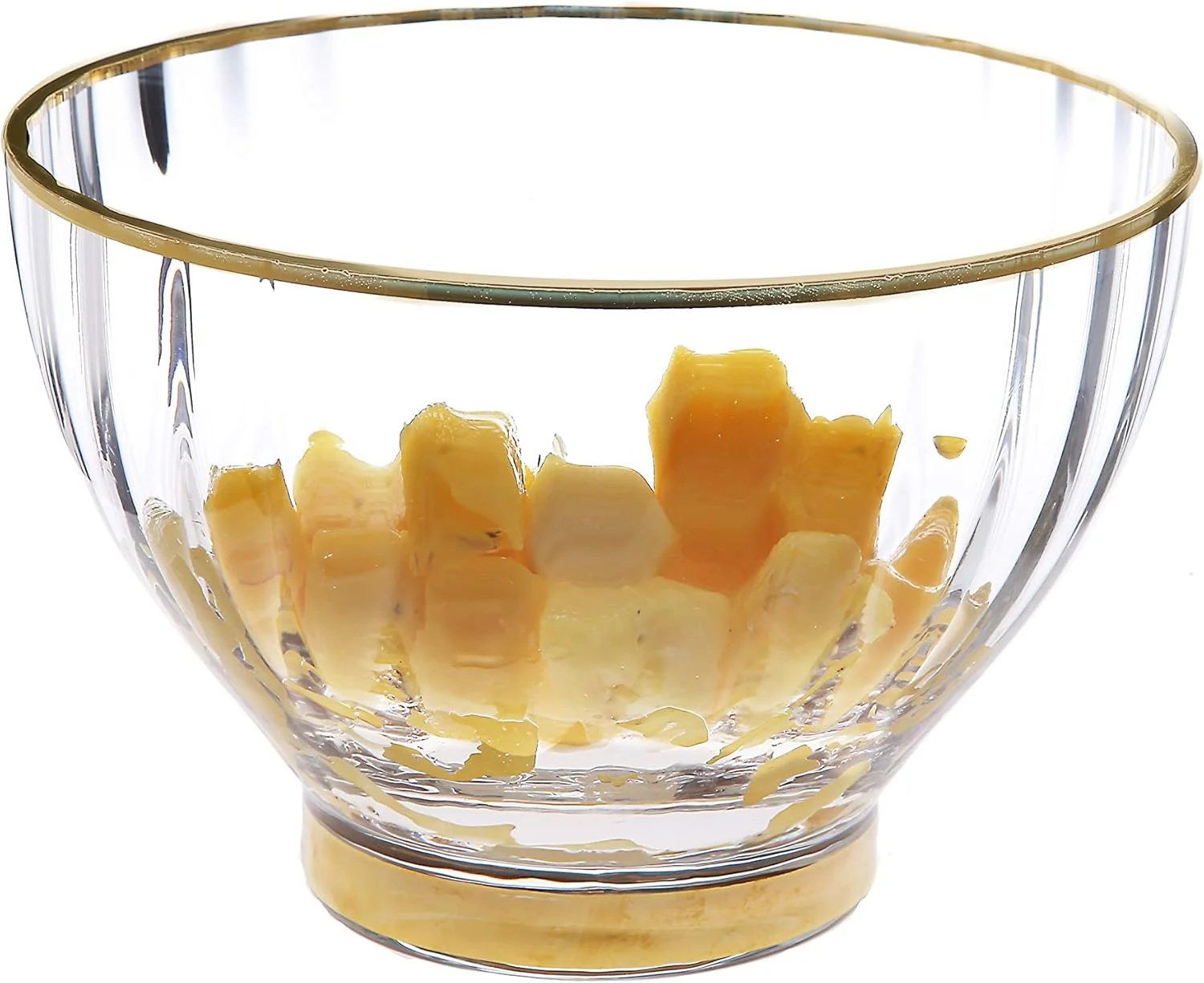 کاسه دسر شیشه ای بافت دار Classic Touch Decorium Line با لبه و پایه طلایی - ست 4 عددی