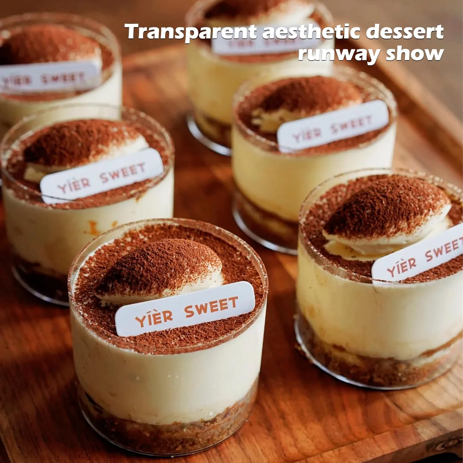 سینی دسر مینیاتوری 25 عددی Cisolen، ظرف دسر پلاستیکی 210 میلی لیتری/7 اونسی با قاشق، کاسه دسر شفاف، ظرف مربعی چیزکیک برای دسرهای خانگی، پودینگ، موس، مهمانی بستنی (گرد)