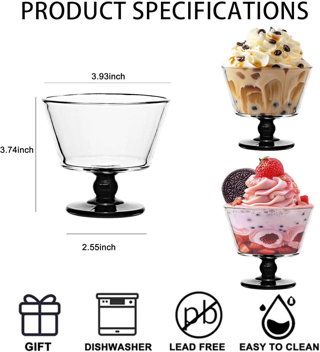 CHPINDAM 9oz Glass Dessert Bowls,ice cream sundae bowls Set of 12,Dessert Cups for Ice Cream, Fruit, Pudding, small snacks, Yogurt, and Appetizers(12PCS) CHPINDAM 9oz Glass Dessert Bowls,ice cream sundae bowls Set of 12,Dessert Cups for Ice Cream, Fruit, Pudding, small snacks, Yogurt, and Appetizers(12PCS)
