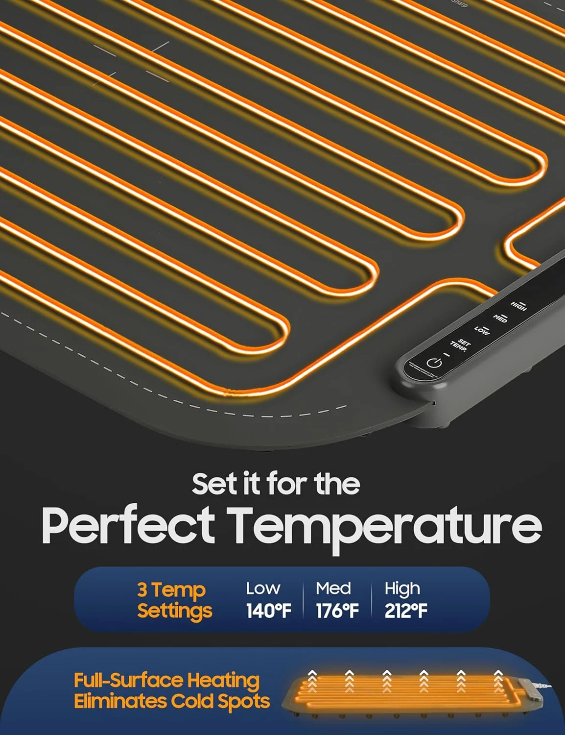 حصیر گرم کننده تاشو غذا CHEFSPOT، سینی بوفه برقی 60x38 سانتیمتری با 3 تنظیمات حرارتی، خاموش شدن خودکار، صفحه گرم نگهدارنده قابل حمل برای مهمانیها، روی میز و پذیرایی، تمیز کردن آسان، با کیف حمل - خاکستری حصیر گرم کننده تاشو غذا CHEFSPOT، سینی بوفه برقی 60x38 سانتیمتری با 3 تنظیمات حرارتی، خاموش شدن خودکار، صفحه گرم نگهدارنده قابل حمل برای مهمانیها، روی میز و پذیرایی، تمیز کردن آسان، با کیف حمل - خاکستری