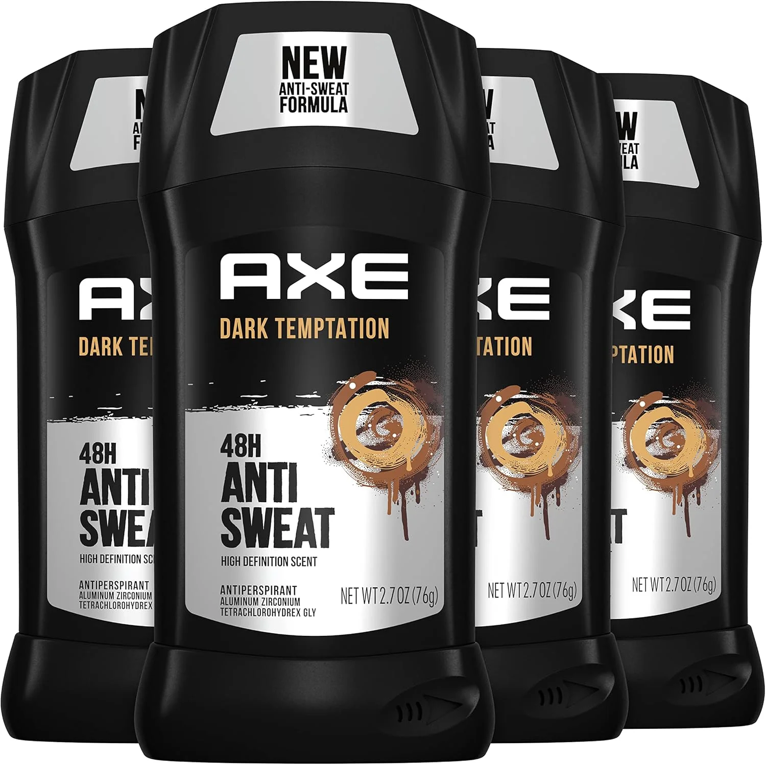 استیک ضد تعریق دوگانه مردانه AXE برای طراوت ماندگار، وسوسه تاریک، رایحه تازه در تمام طول روز، ضد تعریق 48 ساعته، 76 گرم (بسته 4 عددی)