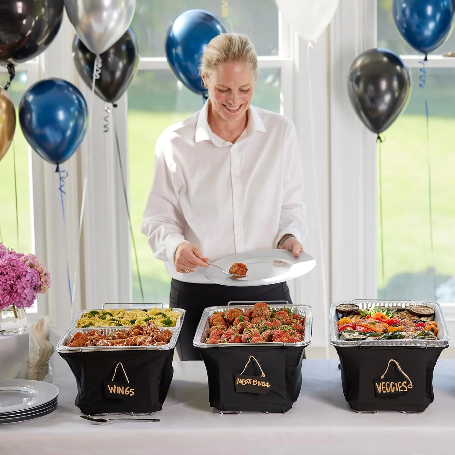 محافظ باد ظرف گرمکن غذا، روکش تزئینی گرم نگهدارنده غذا برای رویدادهای داخلی و خارجی، پارچه مقاوم در برابر شعله، مسدود کننده هوا، گرم نگهدارنده ظرف برای مهمانی ها، پذیرایی ها، بوفه ها - Chef Master 90081 (بسته 2 عددی) محافظ باد ظرف گرمکن غذا، روکش تزئینی گرم نگهدارنده غذا برای رویدادهای داخلی و خارجی، پارچه مقاوم در برابر شعله، مسدود کننده هوا، گرم نگهدارنده ظرف برای مهمانی ها، پذیرایی ها، بوفه ها - Chef Master 90081 (بسته 2 عددی)