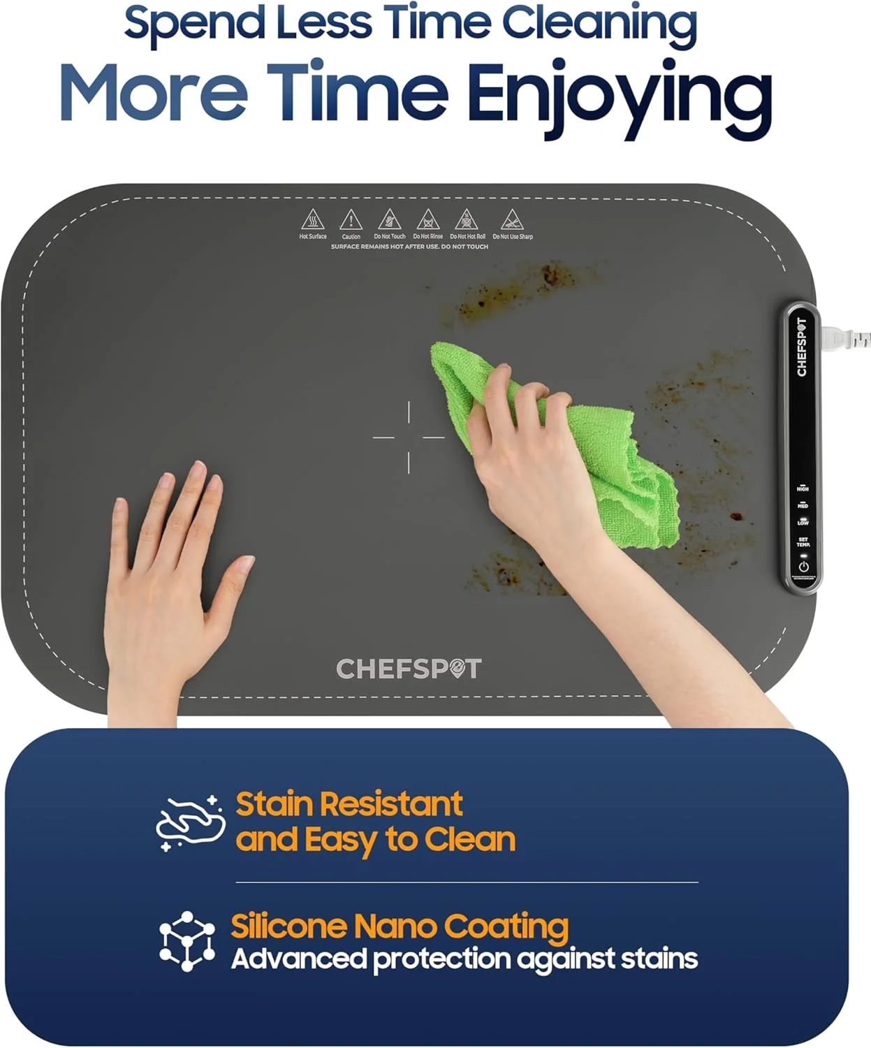 حصیر گرم کننده تاشو غذا CHEFSPOT، سینی بوفه برقی 60x38 سانتیمتری با 3 تنظیمات حرارتی، خاموش شدن خودکار، صفحه گرم نگهدارنده قابل حمل برای مهمانیها، روی میز و پذیرایی، تمیز کردن آسان، با کیف حمل - خاکستری حصیر گرم کننده تاشو غذا CHEFSPOT، سینی بوفه برقی 60x38 سانتیمتری با 3 تنظیمات حرارتی، خاموش شدن خودکار، صفحه گرم نگهدارنده قابل حمل برای مهمانیها، روی میز و پذیرایی، تمیز کردن آسان، با کیف حمل - خاکستری