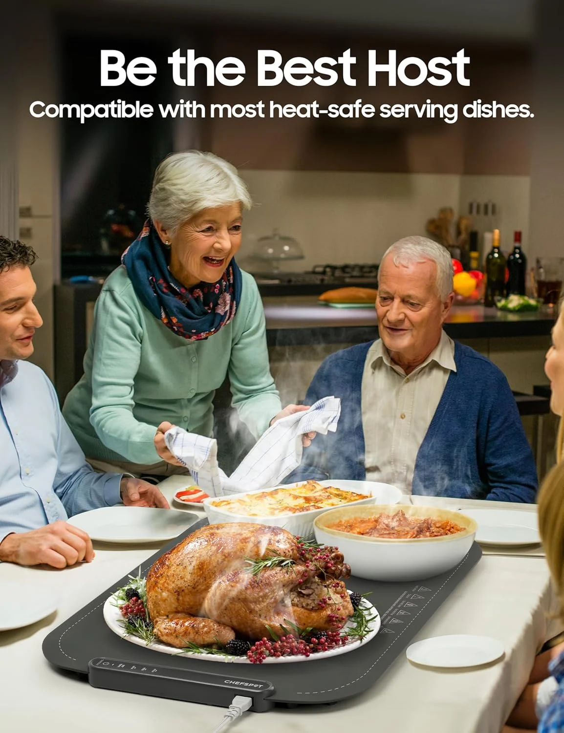 حصیر گرم کننده تاشو غذا CHEFSPOT، سینی بوفه برقی 60x38 سانتیمتری با 3 تنظیمات حرارتی، خاموش شدن خودکار، صفحه گرم نگهدارنده قابل حمل برای مهمانیها، روی میز و پذیرایی، تمیز کردن آسان، با کیف حمل - خاکستری حصیر گرم کننده تاشو غذا CHEFSPOT، سینی بوفه برقی 60x38 سانتیمتری با 3 تنظیمات حرارتی، خاموش شدن خودکار، صفحه گرم نگهدارنده قابل حمل برای مهمانیها، روی میز و پذیرایی، تمیز کردن آسان، با کیف حمل - خاکستری