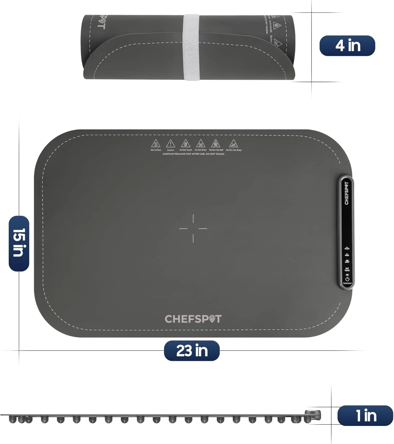 حصیر گرم کننده تاشو غذا CHEFSPOT، سینی بوفه برقی 60x38 سانتیمتری با 3 تنظیمات حرارتی، خاموش شدن خودکار، صفحه گرم نگهدارنده قابل حمل برای مهمانیها، روی میز و پذیرایی، تمیز کردن آسان، با کیف حمل - خاکستری حصیر گرم کننده تاشو غذا CHEFSPOT، سینی بوفه برقی 60x38 سانتیمتری با 3 تنظیمات حرارتی، خاموش شدن خودکار، صفحه گرم نگهدارنده قابل حمل برای مهمانیها، روی میز و پذیرایی، تمیز کردن آسان، با کیف حمل - خاکستری