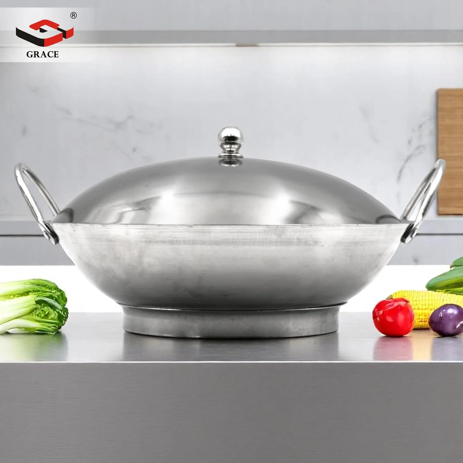 گریس قابلمه استیل چینی هات پات شیشه‌ای شیشه‌شور تک نفره، ظرف گرم نگهدارنده غذا (GR-HP-02)