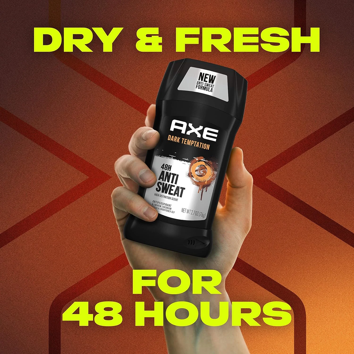 استیک ضد تعریق دوگانه مردانه AXE برای طراوت ماندگار، وسوسه تاریک، رایحه تازه در تمام طول روز، ضد تعریق 48 ساعته، 76 گرم (بسته 4 عددی)