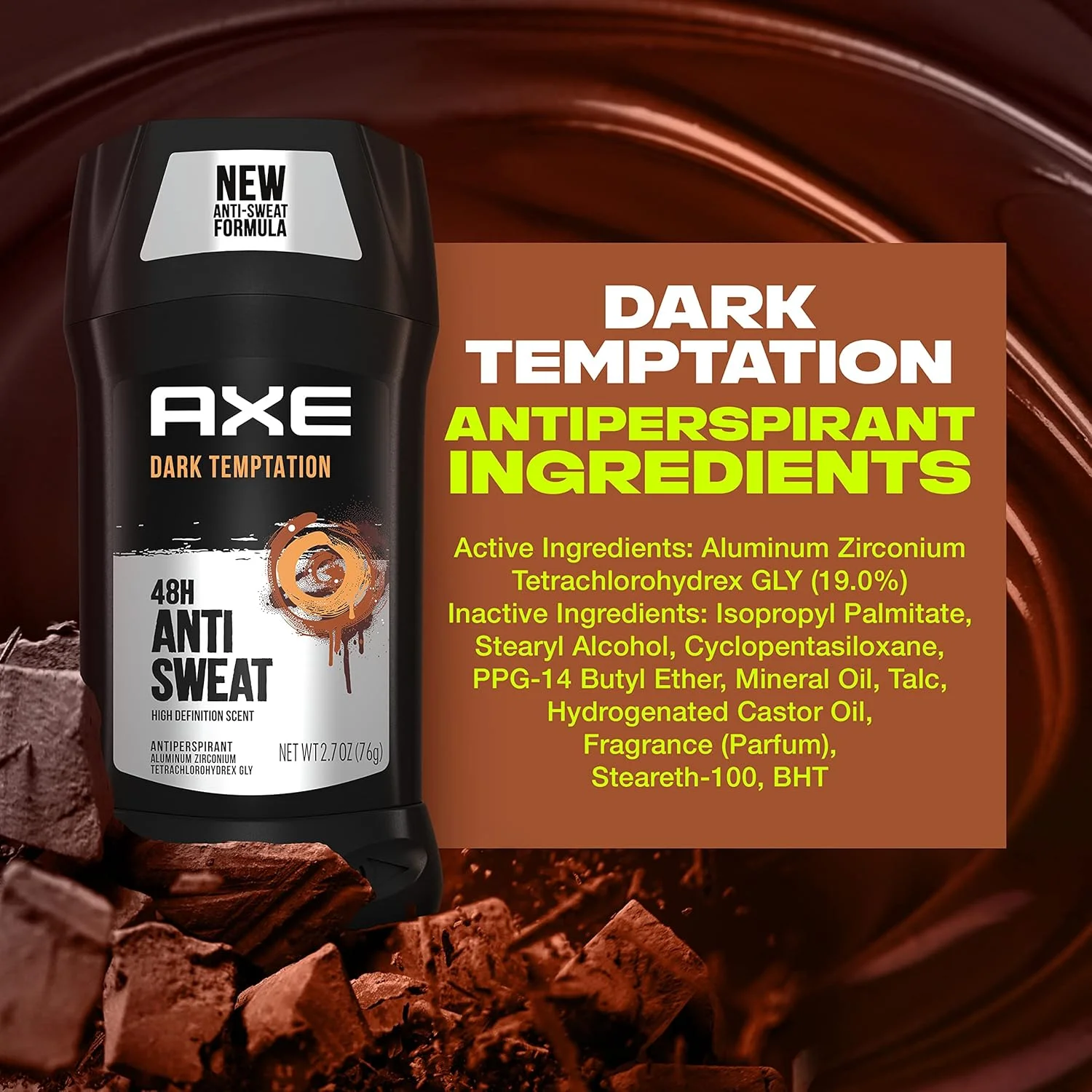استیک ضد تعریق دوگانه مردانه AXE برای طراوت ماندگار، وسوسه تاریک، رایحه تازه در تمام طول روز، ضد تعریق 48 ساعته، 76 گرم (بسته 4 عددی)