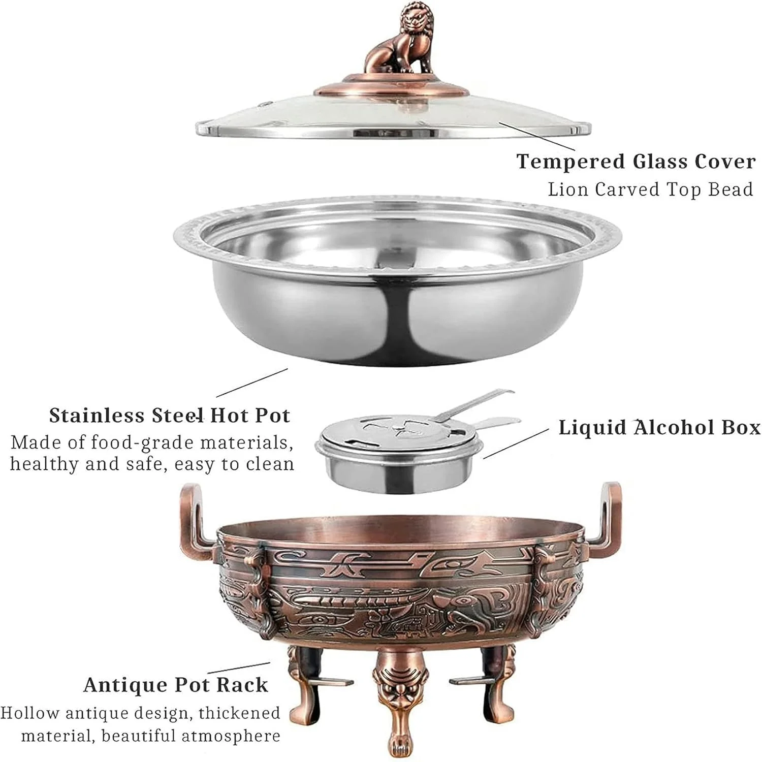 Pack Chafing Dishes & Food Warmers, Round Catering Buffet Server Set with Food Pan and Fuel Holders, for Kitchen Party Dining Buffet,1pack