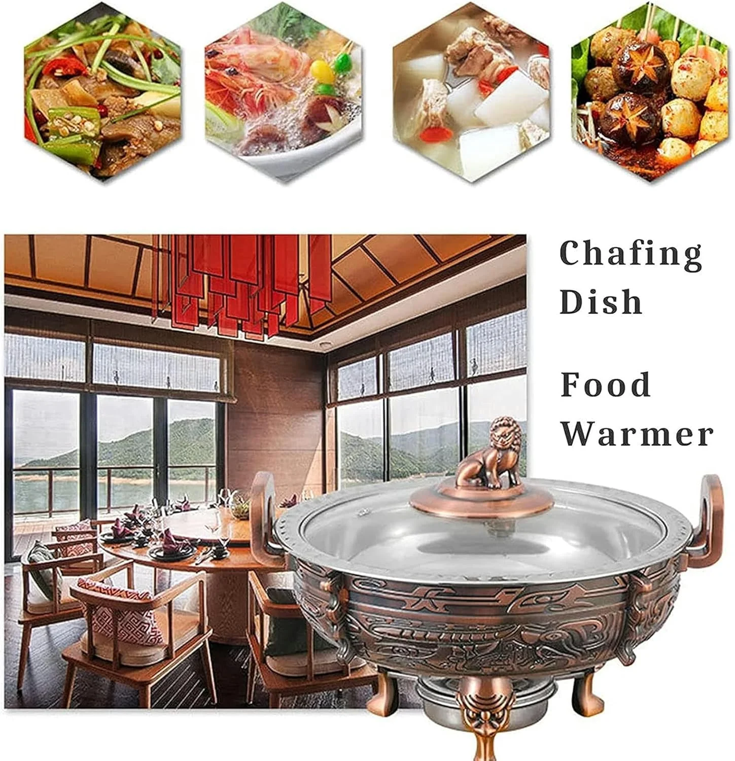 Pack Chafing Dishes & Food Warmers, Round Chafer Catering Buffet Server Set with Food Pan and Fuel Holders, for Kitchen Party Dining Buffet (Size : 2pack)