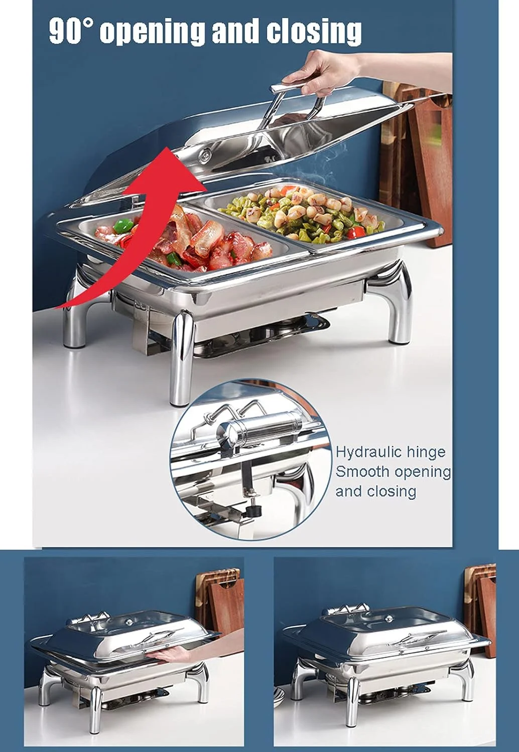 گرم نگهدارنده غذا، گرمکن بوفه تاور و سینی گرم کننده برقی مهمانی، ظرف گرم کننده 9 لیتری با درب شیشه ای برای گرم نگه داشتن غذا، دمای قابل تنظیم (B) ()