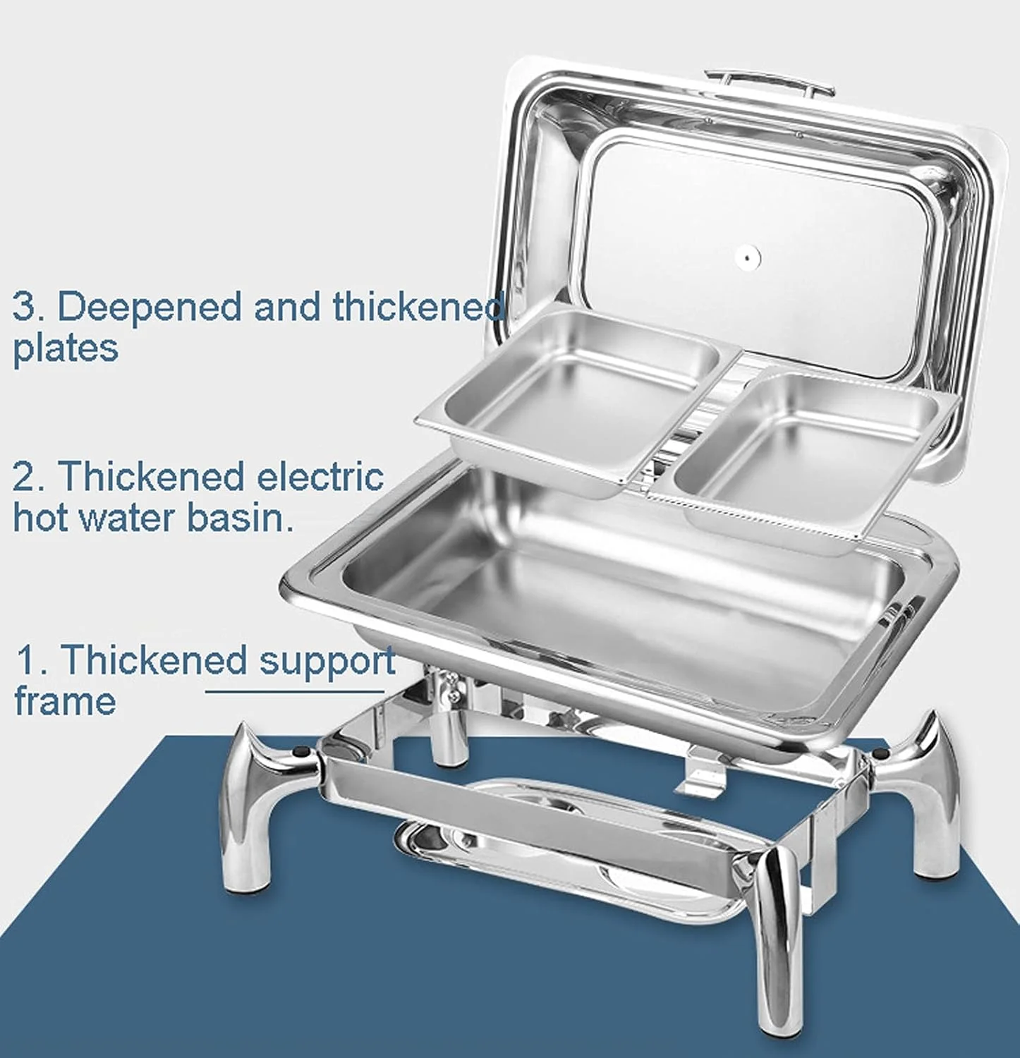 گرم نگهدارنده غذا، گرمکن بوفه تاور و سینی گرم کننده برقی مهمانی، ظرف گرم کننده 9 لیتری با درب شیشه ای برای گرم نگه داشتن غذا، دمای قابل تنظیم (B) ()