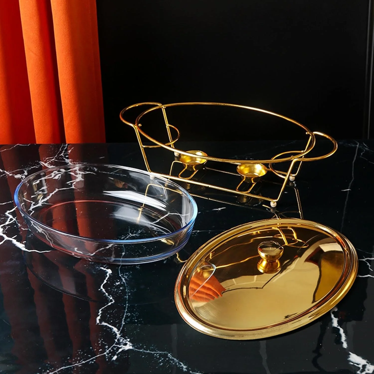 گرمکن غذای بیضی شکل 3 لیتری، ظرف گرم کننده بوفه، ظرف سرو شیشه ای استیل ضد زنگ، قابلمه گرم برای عروسی ها، پذیرایی ها و مهمانی ها، طلایی گرمکن غذای بیضی شکل 3 لیتری، ظرف گرم کننده بوفه، ظرف سرو شیشه ای استیل ضد زنگ، قابلمه گرم برای عروسی ها، پذیرایی ها و مهمانی ها، طلایی