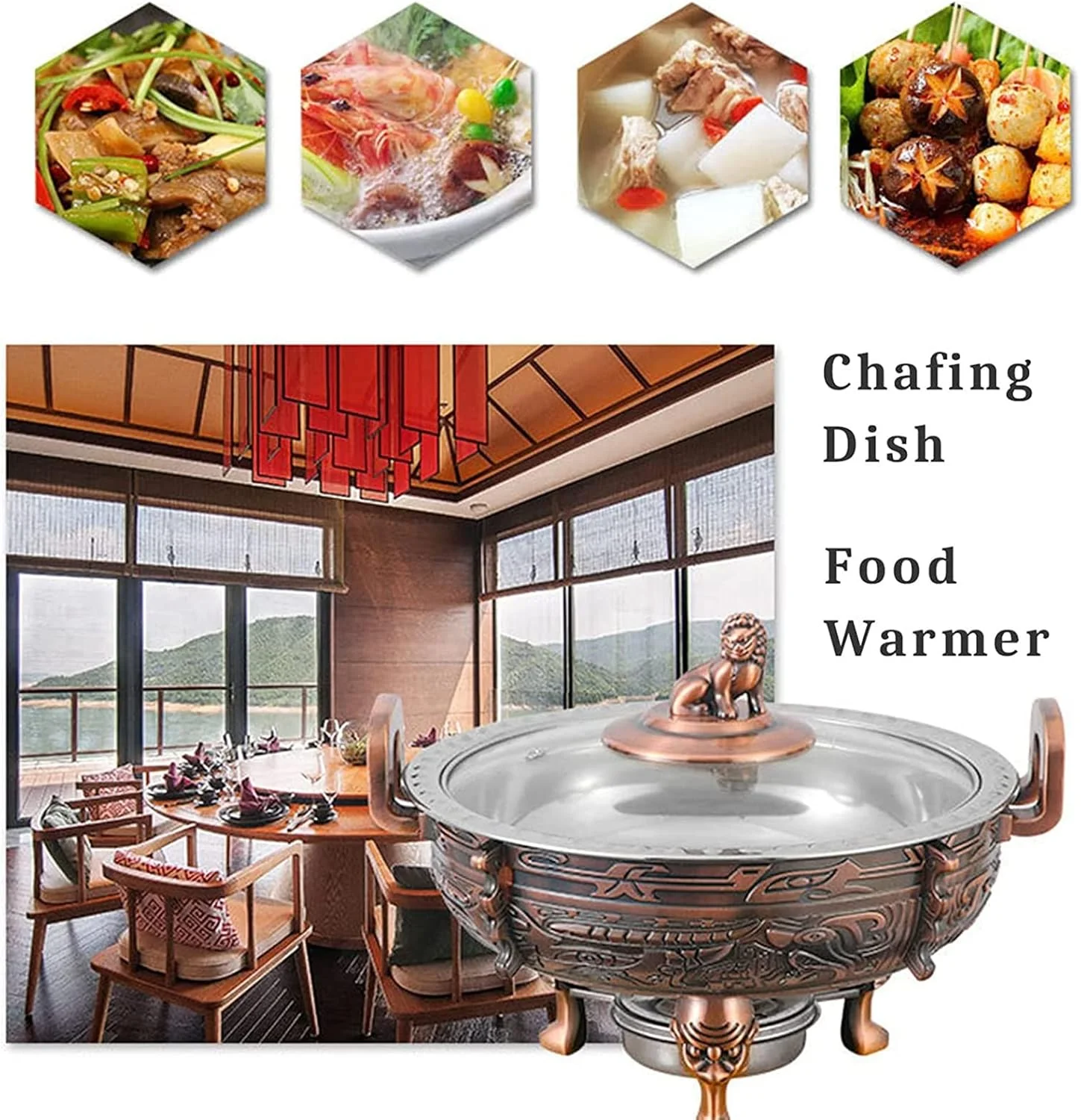 ست گرم نگهدارنده غذا و ظروف گرمایشی، ست بوفه پذیرایی گرد با ظرف غذا و نگهدارنده سوخت، مناسب برای بوفه مهمانی آشپزخانه ست گرم نگهدارنده غذا و ظروف گرمایشی، ست بوفه پذیرایی گرد با ظرف غذا و نگهدارنده سوخت، مناسب برای بوفه مهمانی آشپزخانه