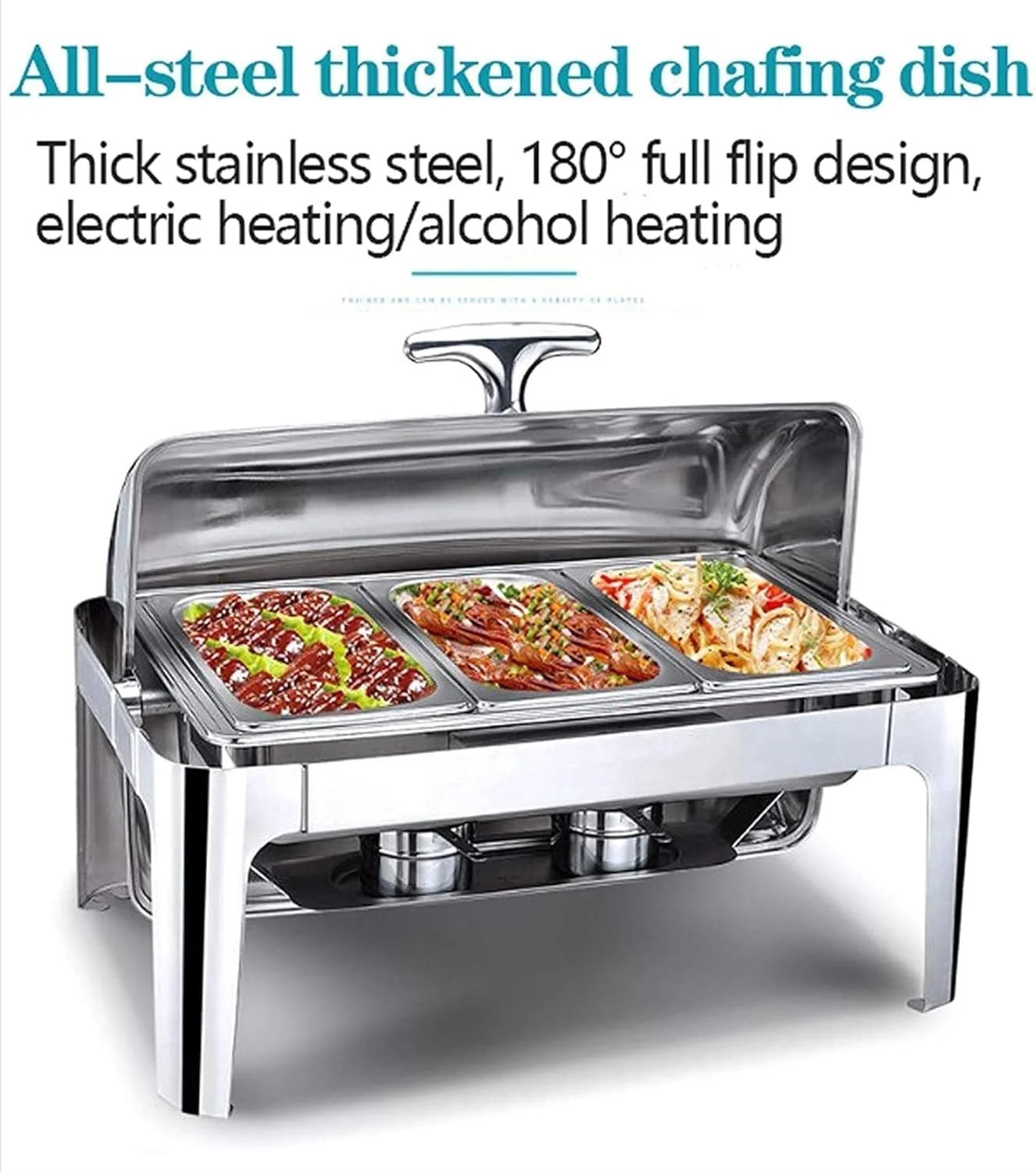 گرمکن غذا، ظرف گرمکن استیل ضد زنگ با درب برای مهمانی ها، گرمکن غذای تجاری 9 لیتری برای بوفه، با 3 نوع سینی گرم کننده، B گرمکن غذا، ظرف گرمکن استیل ضد زنگ با درب برای مهمانی ها، گرمکن غذای تجاری 9 لیتری برای بوفه، با 3 نوع سینی گرم کننده، B