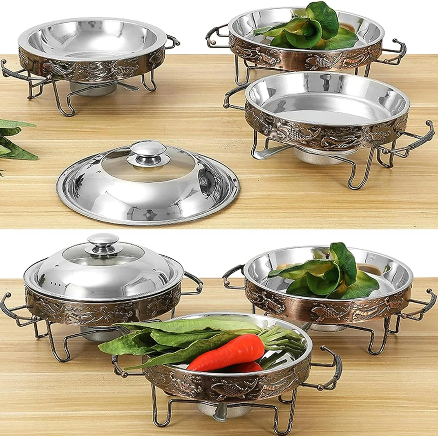 ظرف گرم نگهدارنده غذا گرد، گرمکن غذا استیل ضد زنگ سایز بزرگ مناسب بوفه با کوره الکلی و درب، برای عروسی/مهمانی/ضیافت/مراسم پذیرایی (حوضچه کم عمق 24 سانتی متر) ظرف گرم نگهدارنده غذا گرد، گرمکن غذا استیل ضد زنگ سایز بزرگ مناسب بوفه با کوره الکلی و درب، برای عروسی/مهمانی/ضیافت/مراسم پذیرایی (حوضچه کم عمق 24 سانتی متر)