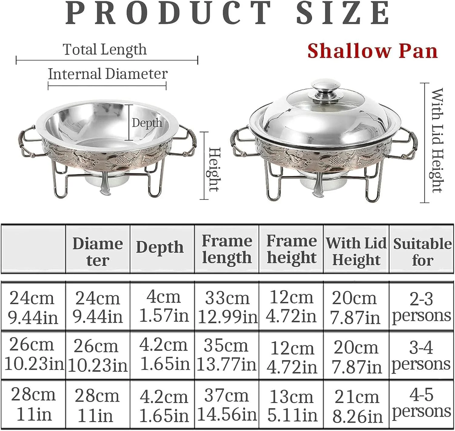 ظرف گرم نگهدارنده غذا گرد، گرمکن غذا استیل ضد زنگ سایز بزرگ مناسب بوفه با کوره الکلی و درب، برای عروسی/مهمانی/ضیافت/مراسم پذیرایی (حوضچه کم عمق 24 سانتی متر) ظرف گرم نگهدارنده غذا گرد، گرمکن غذا استیل ضد زنگ سایز بزرگ مناسب بوفه با کوره الکلی و درب، برای عروسی/مهمانی/ضیافت/مراسم پذیرایی (حوضچه کم عمق 24 سانتی متر)