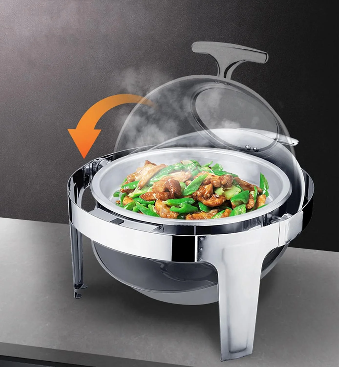 گرمکن غذا استیل ضد زنگ گرد، ست گرمکن بوفه، ست استیل گرد با ظرف غذا، ظرف آب و نگهدارنده سوخت، الکل GN1/2 گرمکن غذا استیل ضد زنگ گرد، ست گرمکن بوفه، ست استیل گرد با ظرف غذا، ظرف آب و نگهدارنده سوخت، الکل GN1/2