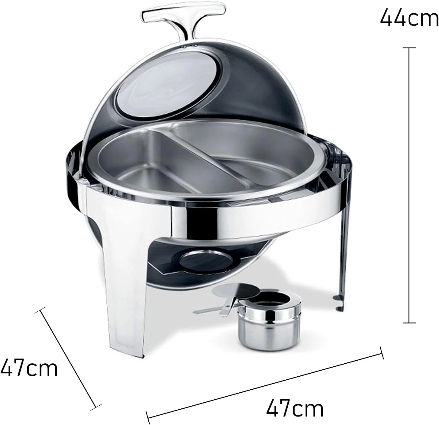 گرمکن غذا استیل ضد زنگ گرد، ست گرمکن بوفه، ست استیل گرد با ظرف غذا، ظرف آب و نگهدارنده سوخت، الکل GN1/2 گرمکن غذا استیل ضد زنگ گرد، ست گرمکن بوفه، ست استیل گرد با ظرف غذا، ظرف آب و نگهدارنده سوخت، الکل GN1/2