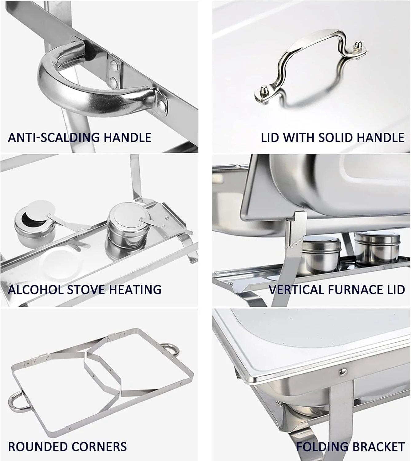 ست گرم نگهدارنده غذا، ظرف گرم کننده غذا 11 لیتری، گرم کننده استیل غذا با ظروف غذا، نگهدارنده سوخت، درب و پایه تاشو، مناسب برای پذیرایی، بوفه و جشن عروسی (دو خانه) ست گرم نگهدارنده غذا، ظرف گرم کننده غذا 11 لیتری، گرم کننده استیل غذا با ظروف غذا، نگهدارنده سوخت، درب و پایه تاشو، مناسب برای پذیرایی، بوفه و جشن عروسی (دو خانه)