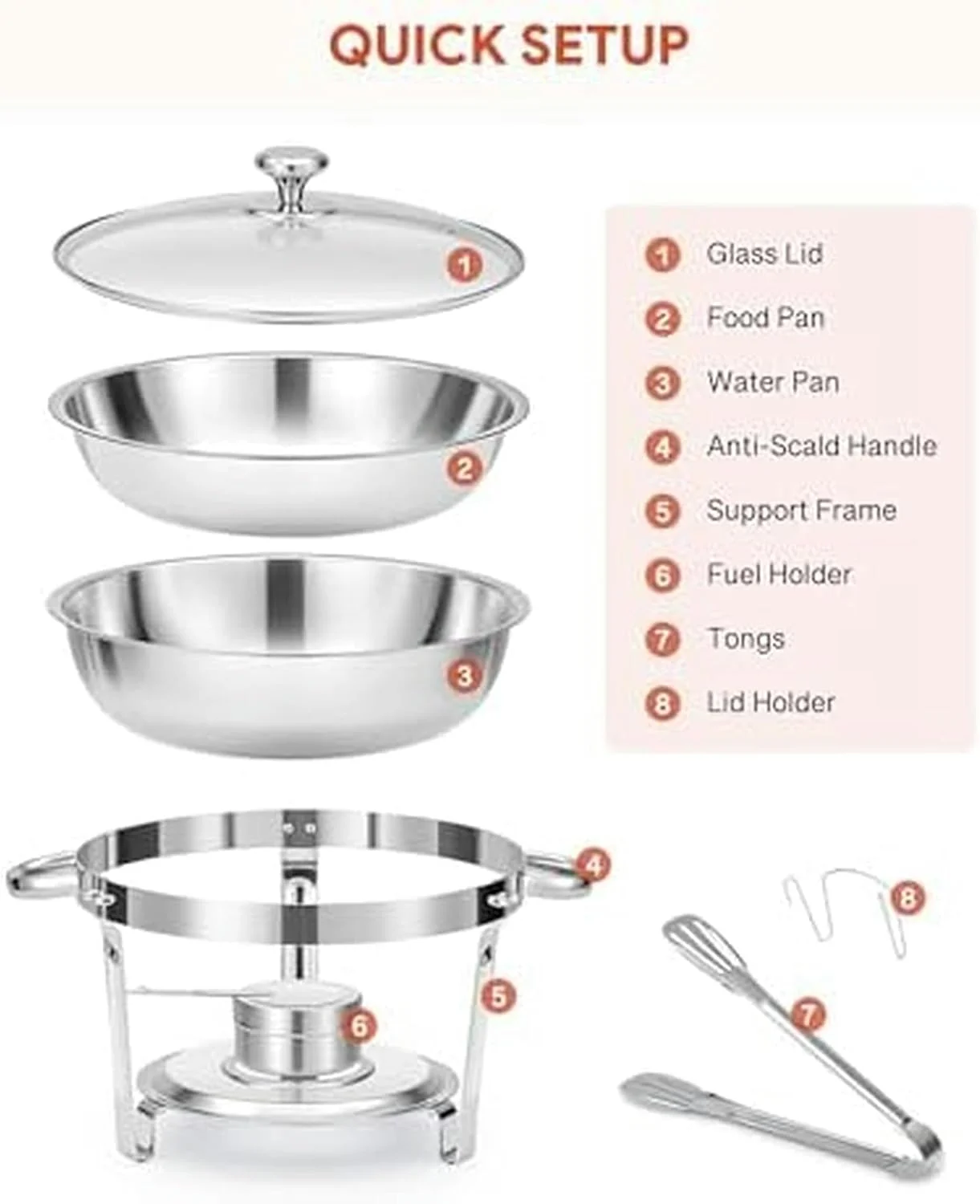 ست گرم نگهدارنده غذا بوفه، شامل 4 عدد ظرف گرم نگهدارنده گرد از جنس استیل ضد زنگ، گرم کننده غذا با درب، ظروف غذا و نگهدارنده سوخت، سینی بوفه 5 لیتری برای مهمانی ها و رستوران ها (4.5 لیتر، 2 عدد) ست گرم نگهدارنده غذا بوفه، شامل 4 عدد ظرف گرم نگهدارنده گرد از جنس استیل ضد زنگ، گرم کننده غذا با درب، ظروف غذا و نگهدارنده سوخت، سینی بوفه 5 لیتری برای مهمانی ها و رستوران ها (4.5 لیتر، 2 عدد)