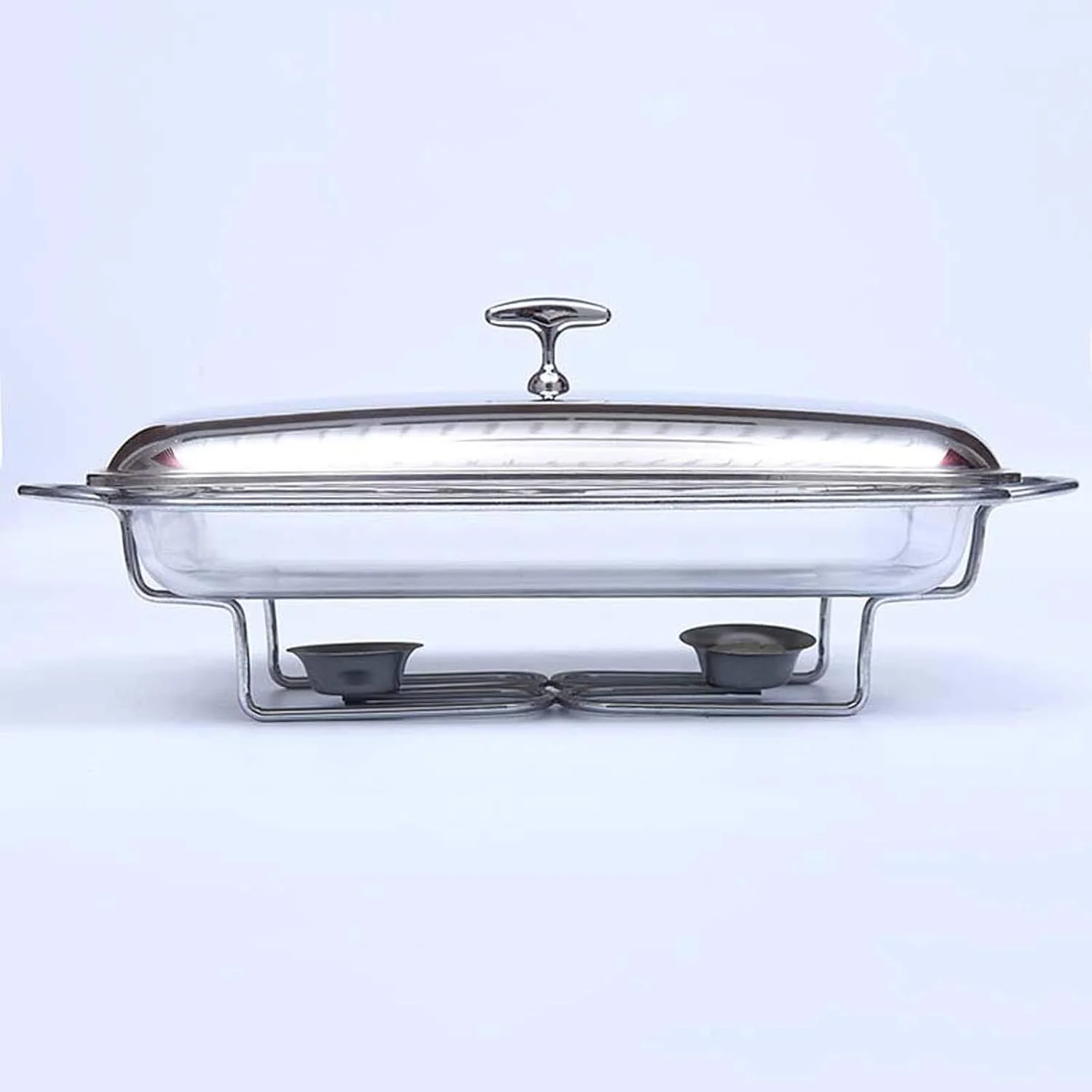 گرمکن غذا مستطیلی استیل ضد زنگ با سینی گرم کننده شیشه ای برای بوفه، پذیرایی، آشپزخانه و مهمانی