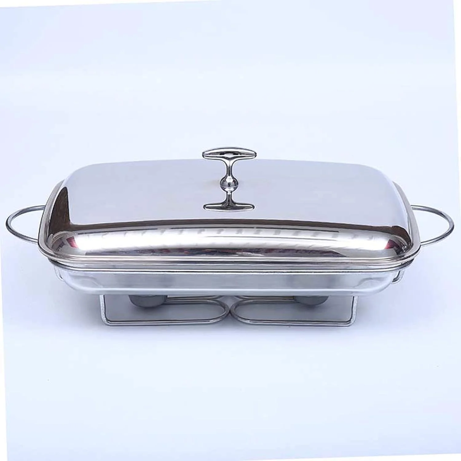گرمکن غذا مستطیلی استیل ضد زنگ با سینی گرم کننده شیشه ای برای بوفه، پذیرایی، آشپزخانه و مهمانی