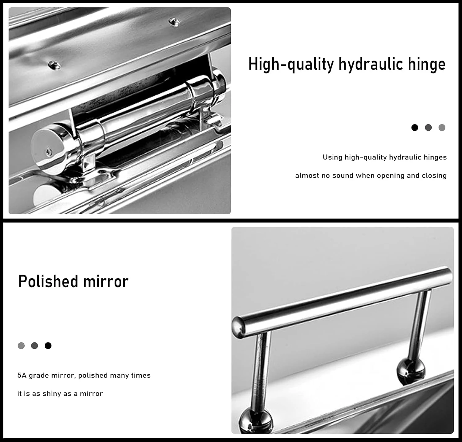 گرمکن غذا گرد 6 لیتری، گرمکن حرفه ای غذا از جنس استیل ضد زنگ با درب شفاف PC، مناسب برای بوفه ها و مهمانی ها، GN1/1