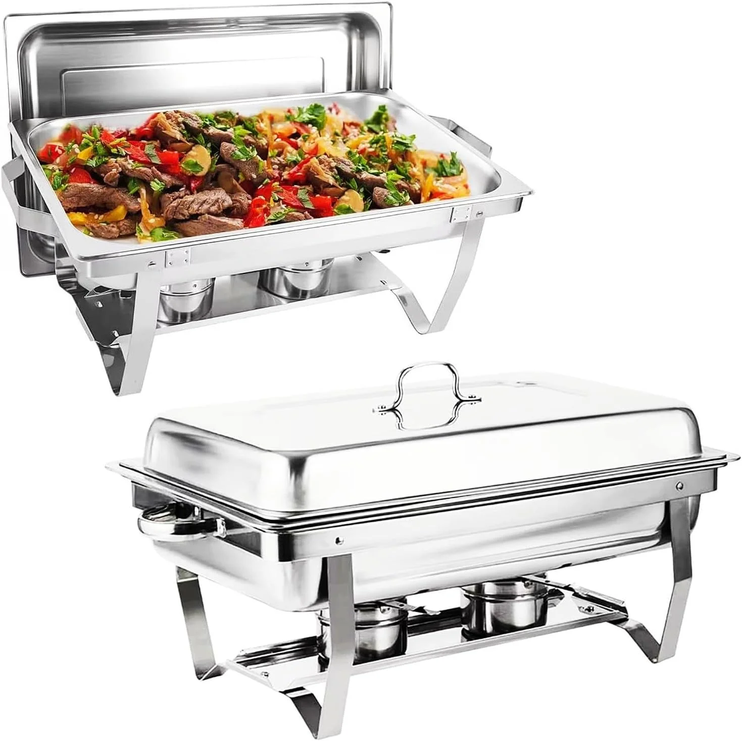 ظروف گرم نگهدارنده غذا برای بوفه، گرمکن غذا برای پذیرایی، گرم نگهدارنده غذا، ست بوفه ظرف گرمکن غذا با درب، ست گرمکن غذا و بوفه، 2 عددی