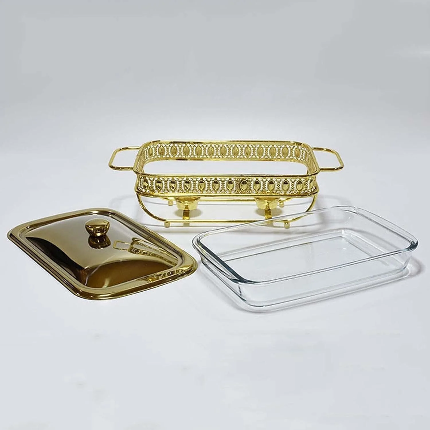 گرمکن غذا مستطیلی استیل ضد زنگ با درب استیل و ظرف گرم کننده شیشه ای مقاوم در برابر فر (نقره ای 2 لیتر) گرمکن غذا مستطیلی استیل ضد زنگ با درب استیل و ظرف گرم کننده شیشه ای مقاوم در برابر فر (نقره ای 2 لیتر)