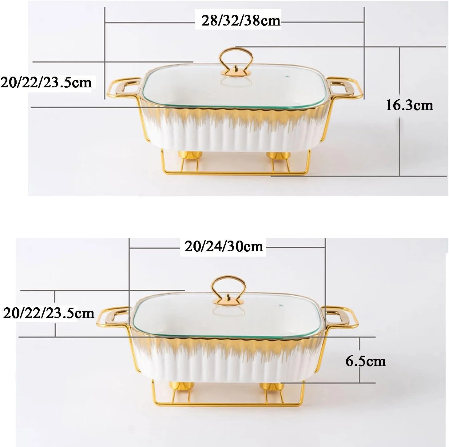 گرمکن غذا بوفه، ظرف گرم کننده سرامیکی، مناسب برای مهمانی ها، عروسی ها و رویدادهای پذیرایی - ست بوفه برای ضیافت ها و بوفه ها (سبز-2.3 لیتر)