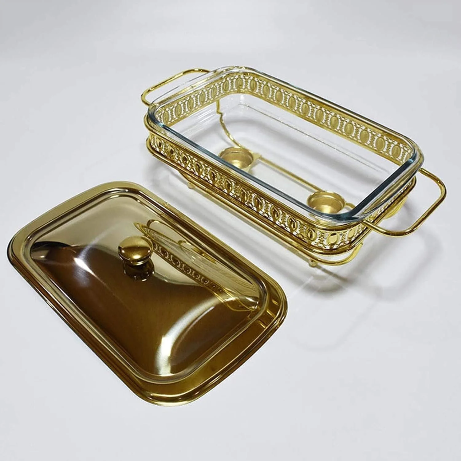 گرمکن غذا مستطیلی استیل ضد زنگ با درب استیل و ظرف گرم کننده شیشه ای مقاوم در برابر فر (نقره ای 2 لیتر) گرمکن غذا مستطیلی استیل ضد زنگ با درب استیل و ظرف گرم کننده شیشه ای مقاوم در برابر فر (نقره ای 2 لیتر)