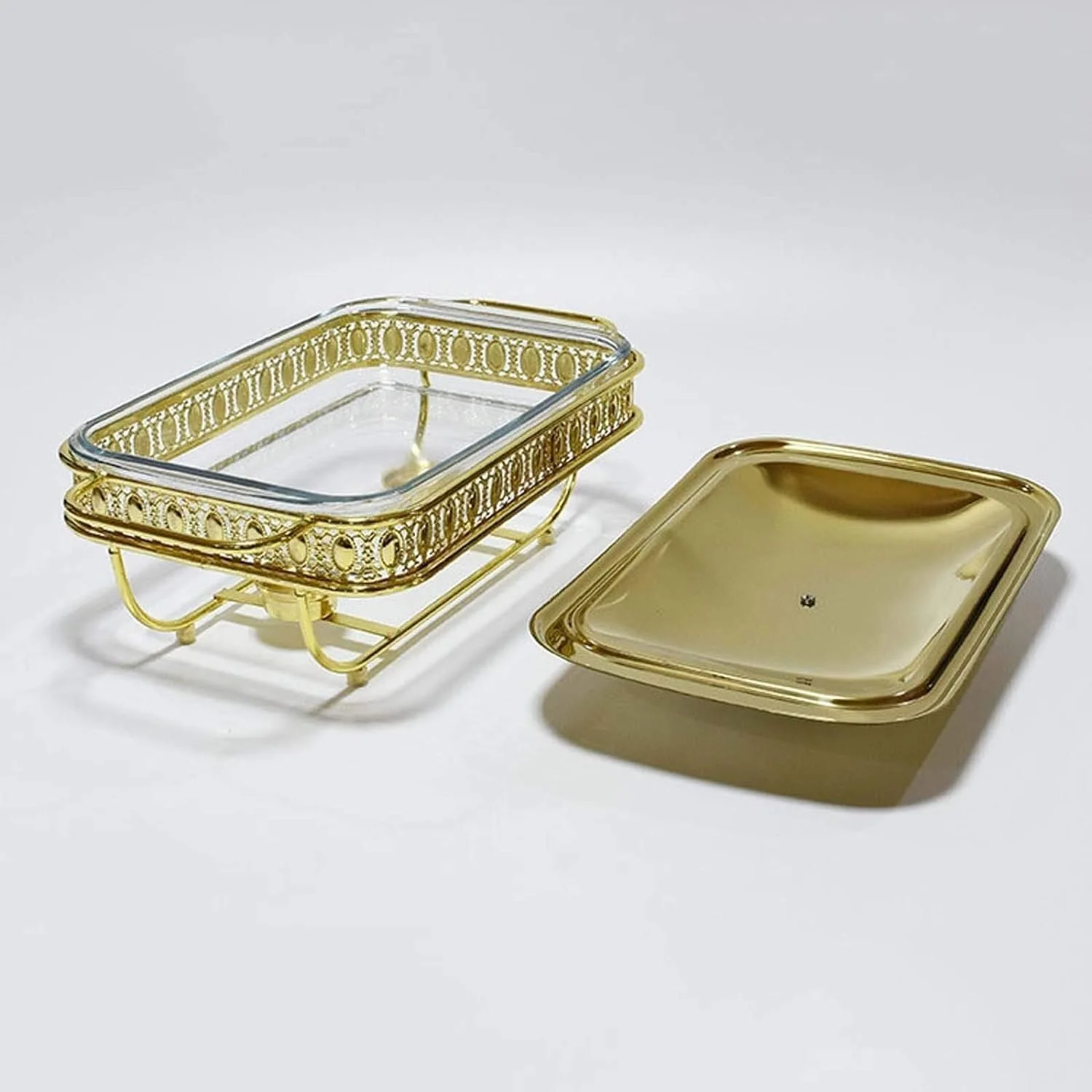 گرمکن غذا مستطیلی استیل ضد زنگ با درب استیل و ظرف گرم کننده شیشه ای مقاوم در برابر فر (نقره ای 2 لیتر) گرمکن غذا مستطیلی استیل ضد زنگ با درب استیل و ظرف گرم کننده شیشه ای مقاوم در برابر فر (نقره ای 2 لیتر)