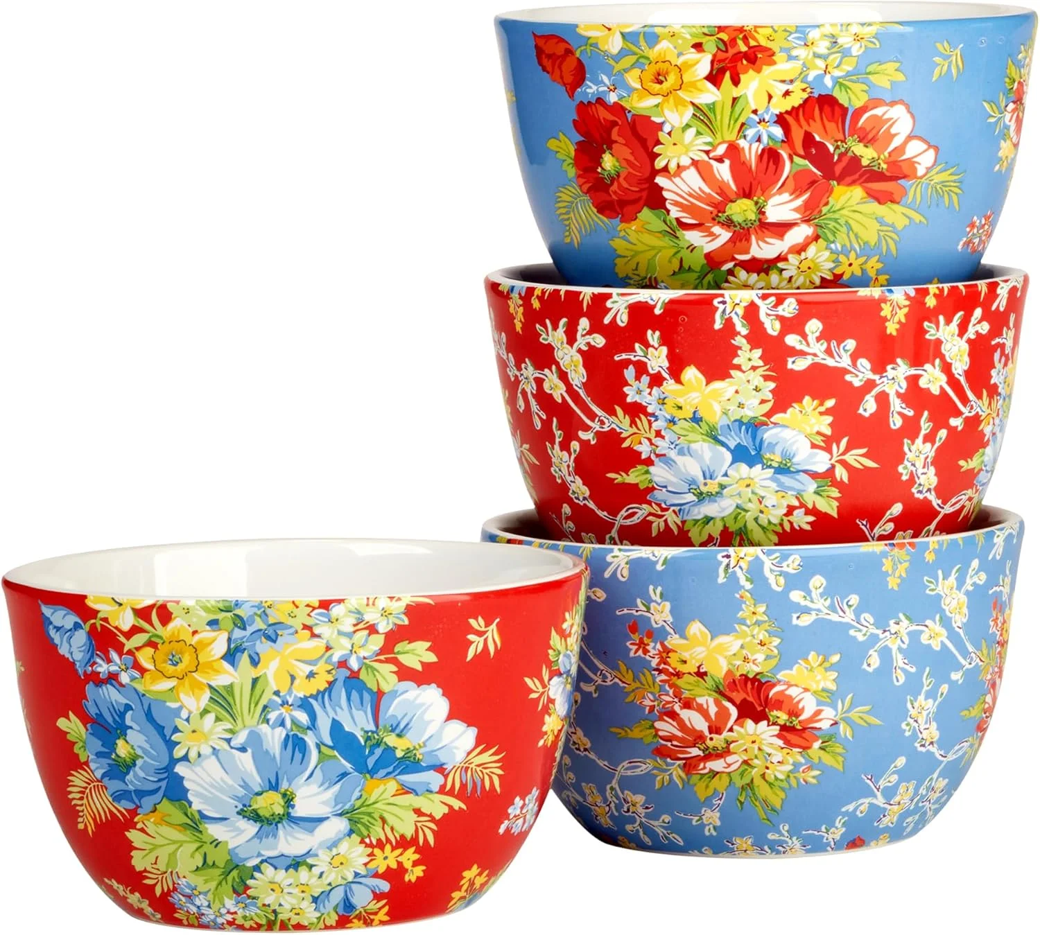 ست 4 تایی کاسه بستنی/دسر 13.3 سانتی متری طرح شکوفه اینترنشنال، چند رنگ