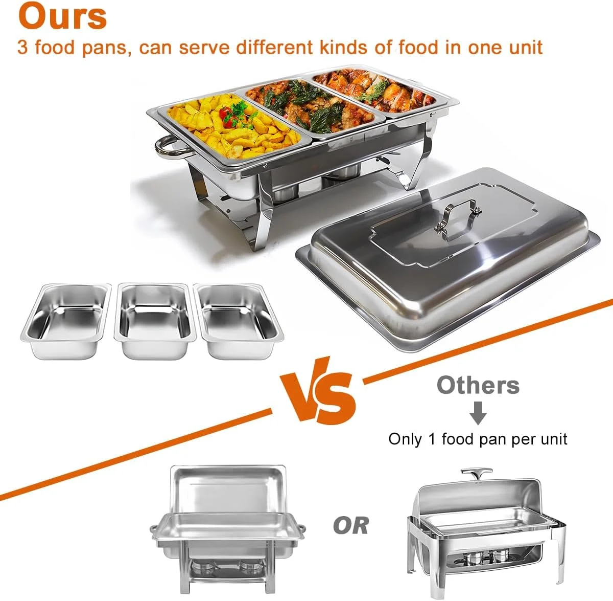 ظرف گرم نگهدارنده غذا بوفه 11 لیتری، گرمکن غذا استیل ضد زنگ با 3 عدد ظرف غذا 1/3، درب دار، مناسب سرو غذا برای رستوران، مهمانی، عروسی، هتل، بوفه ظرف گرم نگهدارنده غذا بوفه 11 لیتری، گرمکن غذا استیل ضد زنگ با 3 عدد ظرف غذا 1/3، درب دار، مناسب سرو غذا برای رستوران، مهمانی، عروسی، هتل، بوفه