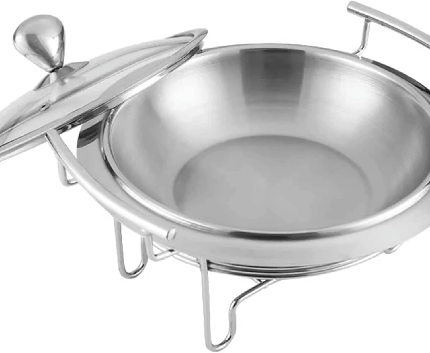 ظرف گرم نگهدارنده غذا برای بوفه، گرم کننده غذا برای پذیرایی، ظروف گرم نگهدارنده گرد برای بوفه، سینی گرم کننده، استیل ضد زنگ با درب شیشه ای، برای مهمانی ها و شام ها (32.5x22 سانتی متر)