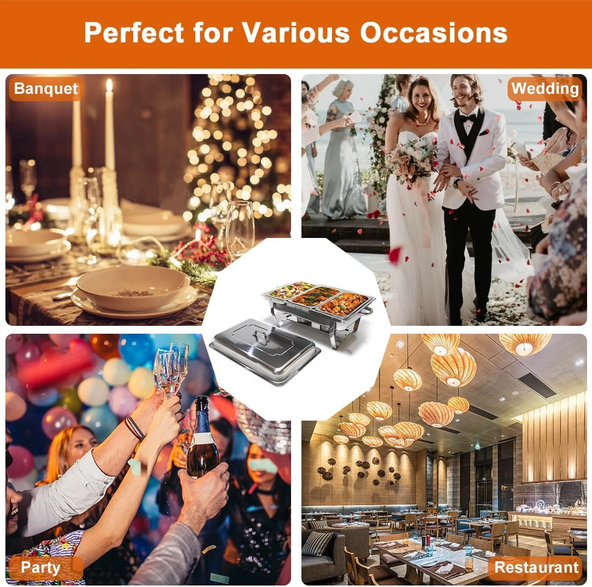 ظرف گرم نگهدارنده غذا بوفه 11 لیتری، گرمکن غذا استیل ضد زنگ با 3 عدد ظرف غذا 1/3، درب دار، مناسب سرو غذا برای رستوران، مهمانی، عروسی، هتل، بوفه ظرف گرم نگهدارنده غذا بوفه 11 لیتری، گرمکن غذا استیل ضد زنگ با 3 عدد ظرف غذا 1/3، درب دار، مناسب سرو غذا برای رستوران، مهمانی، عروسی، هتل، بوفه