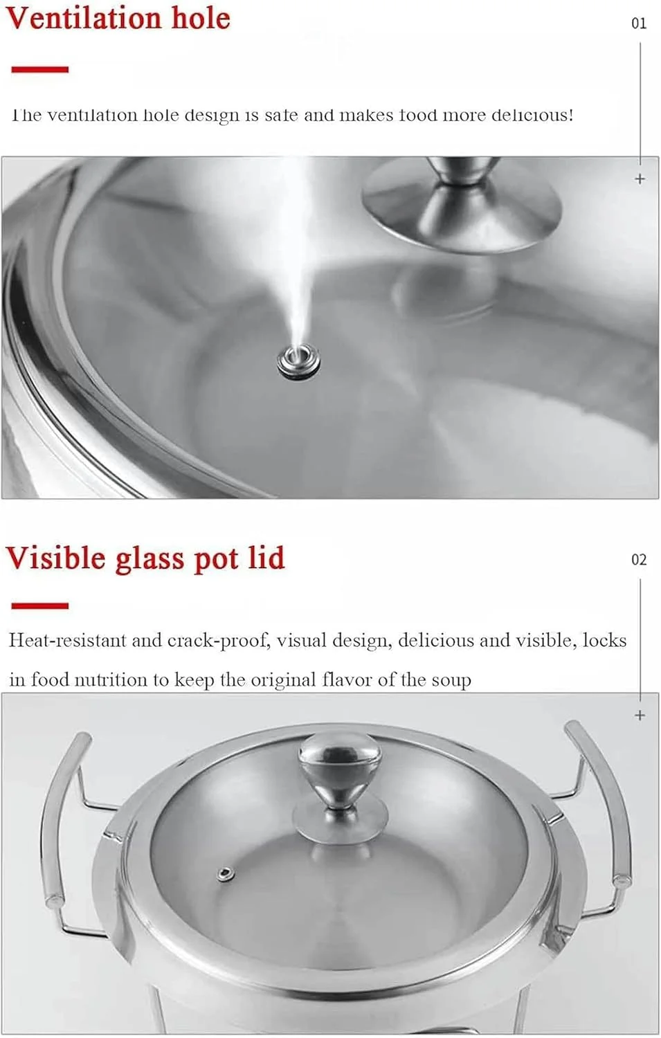 ظرف گرم نگهدارنده غذا برای بوفه، گرم کننده غذا برای پذیرایی، ظروف گرم نگهدارنده گرد برای بوفه، سینی گرم کننده، استیل ضد زنگ با درب شیشه ای، برای مهمانی ها و شام ها (32.5x22 سانتی متر)