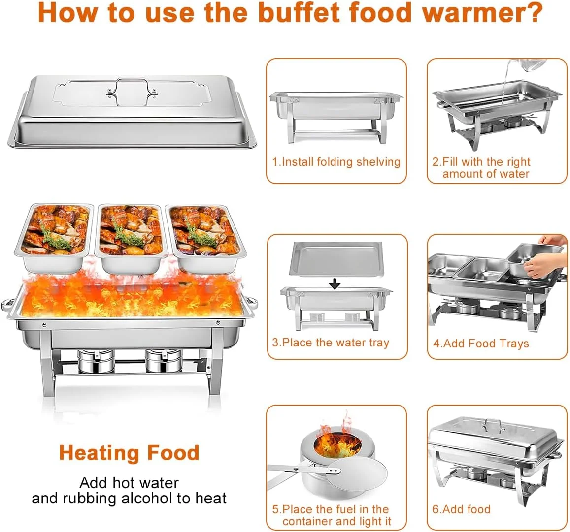 ظرف گرم نگهدارنده غذا بوفه 11 لیتری، گرمکن غذا استیل ضد زنگ با 3 عدد ظرف غذا 1/3، درب دار، مناسب سرو غذا برای رستوران، مهمانی، عروسی، هتل، بوفه ظرف گرم نگهدارنده غذا بوفه 11 لیتری، گرمکن غذا استیل ضد زنگ با 3 عدد ظرف غذا 1/3، درب دار، مناسب سرو غذا برای رستوران، مهمانی، عروسی، هتل، بوفه