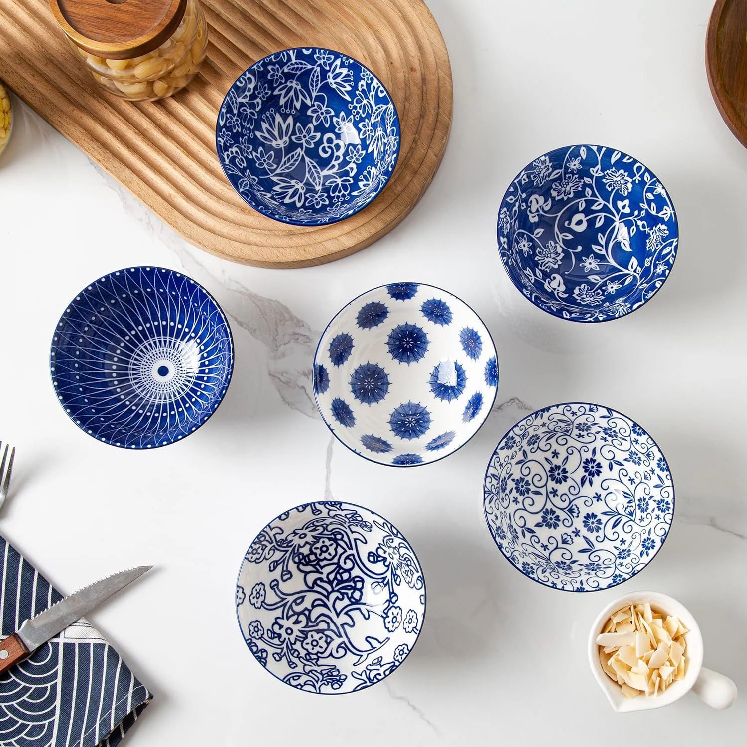 ست کاسه دسر سرامیکی Cerkik - کاسه های کوچک غلات 350 میلی لیتری، کاسه بستنی 12 سانتی متری برای میوه، تنقلات، سس، مخلفات - قابل استفاده در مایکروویو و ماشین ظرفشویی - ست 6 عددی - آبی وینتیج ست کاسه دسر سرامیکی Cerkik - کاسه های کوچک غلات 350 میلی لیتری، کاسه بستنی 12 سانتی متری برای میوه، تنقلات، سس، مخلفات - قابل استفاده در مایکروویو و ماشین ظرفشویی - ست 6 عددی - آبی وینتیج