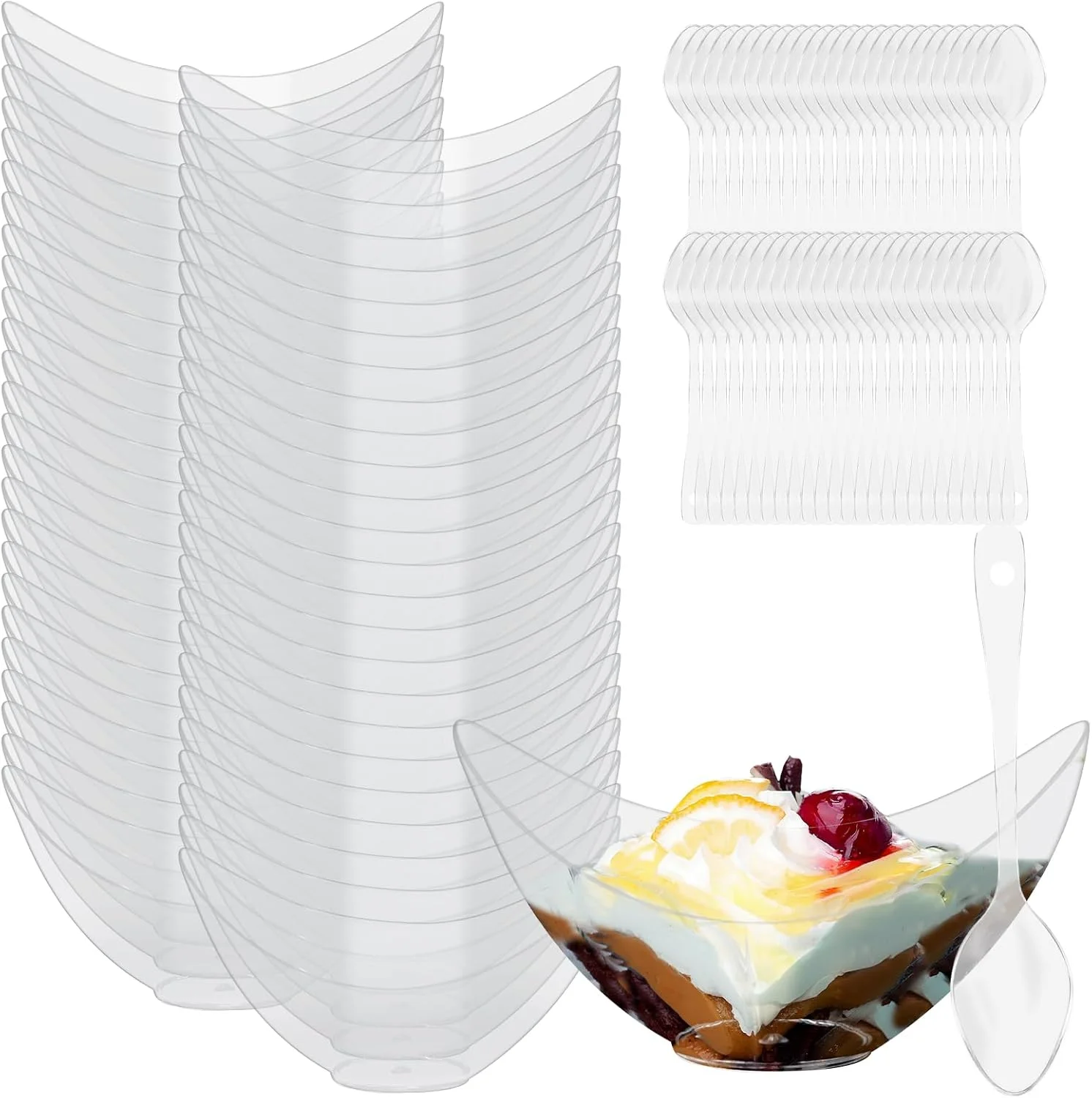 کاسه دسر کوچک Catime، شامل 50 عدد کاسه دسر مربع شکل به همراه قاشق، پلاستیکی، 60 میلی لیتر، 75 میلی لیتر، کاسه دسر DIY، کاسه سرو قابل استفاده مجدد، مناسب برای دسر، فنجان دسر، شفاف، مناسب برای پودینگ، موس، بستنی (A) کاسه دسر کوچک Catime، شامل 50 عدد کاسه دسر مربع شکل به همراه قاشق، پلاستیکی، 60 میلی لیتر، 75 میلی لیتر، کاسه دسر DIY، کاسه سرو قابل استفاده مجدد، مناسب برای دسر، فنجان دسر، شفاف، مناسب برای پودینگ، موس، بستنی (A)