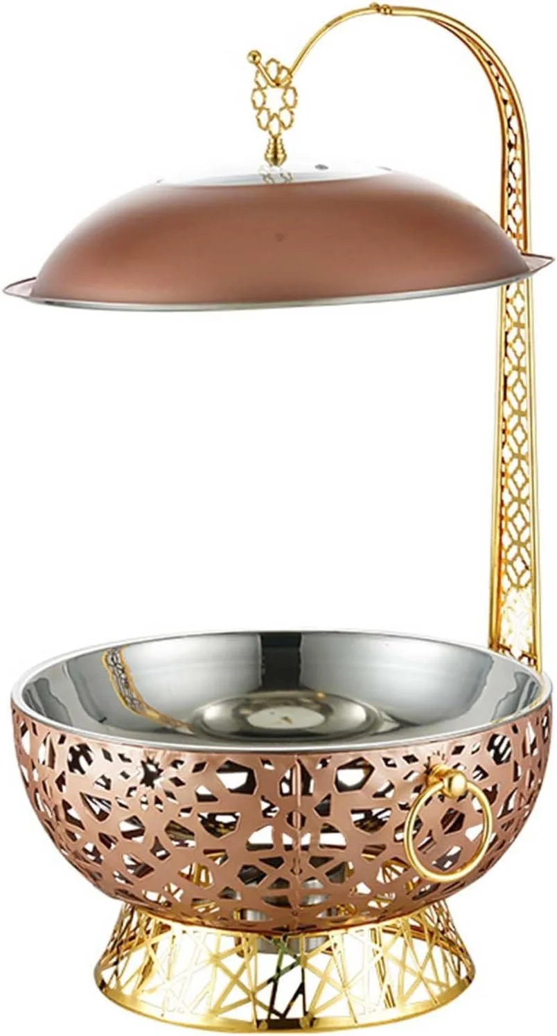 گرمکن غذای پذیرایی 4 لیتری با درب آویز، ست بوفه ظرف گرمکن گرد، ست گرمکن بوفه و ظروف گرمکن استیل ضد زنگ برای مهمانی های پذیرایی، تولد، عروسی (متالیک) گرمکن غذای پذیرایی 4 لیتری با درب آویز، ست بوفه ظرف گرمکن گرد، ست گرمکن بوفه و ظروف گرمکن استیل ضد زنگ برای مهمانی های پذیرایی، تولد، عروسی (متالیک)