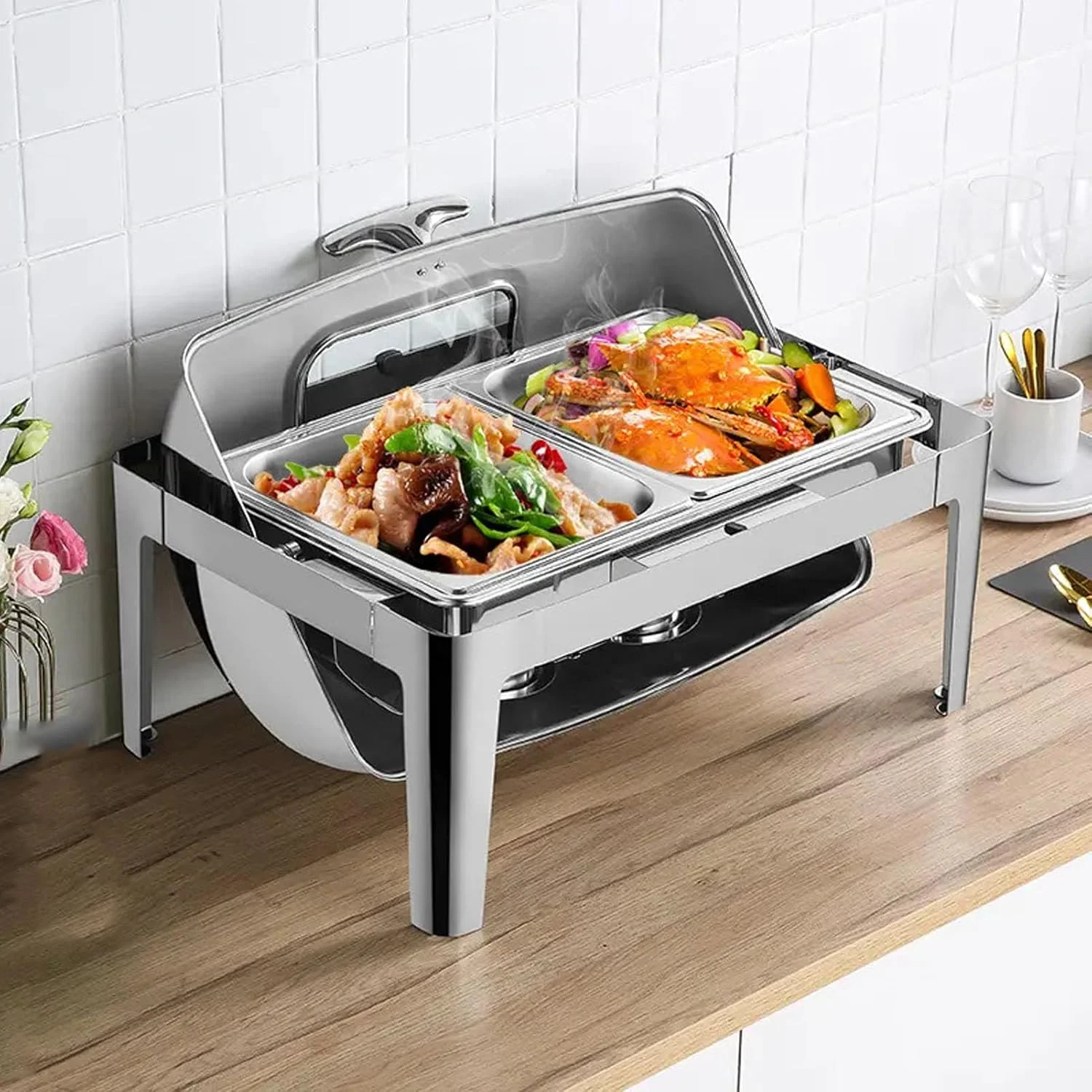 ظرف گرم نگهدارنده غذا بوفه 9 لیتری BusoTh از جنس استیل ضد زنگ، گرمکن غذا پذیرایی بوفه با درب شیشه ای شفاف، گرمکن الکلی غذا برای هتل ها، رستوران ها، بوفه (استیل ضد زنگ) ظرف گرم نگهدارنده غذا بوفه 9 لیتری BusoTh از جنس استیل ضد زنگ، گرمکن غذا پذیرایی بوفه با درب شیشه ای شفاف، گرمکن الکلی غذا برای هتل ها، رستوران ها، بوفه (استیل ضد زنگ)