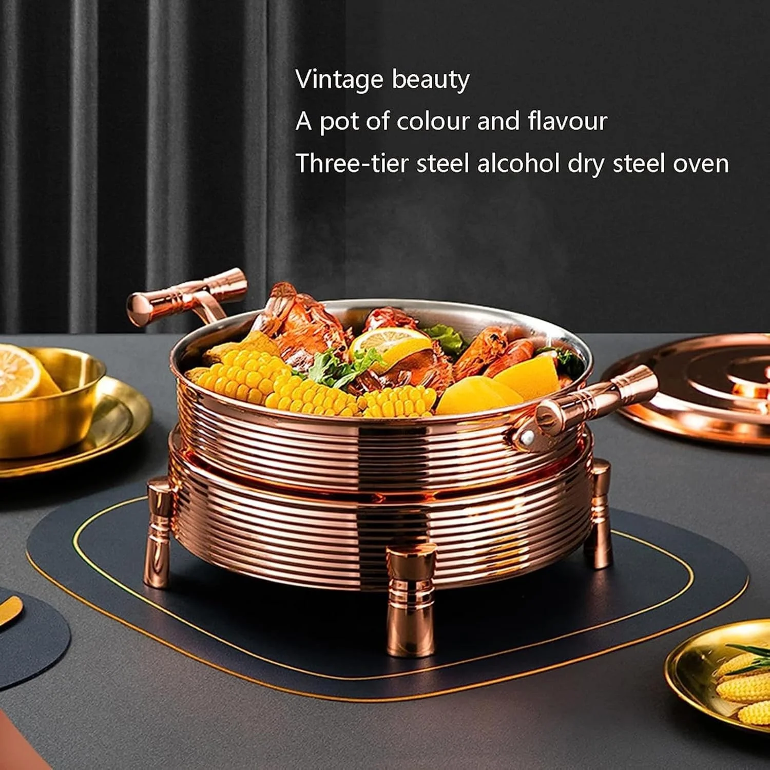 گرمکن و سرو غذا برای بوفه - گرمکن غذای گرد، ست بوفه قابلمه استیل، گرمکن غذای 3 در 1 با درب شیشه ای و جای درب داخلی، رنگ استیل - 28 سانتی متر گرمکن و سرو غذا برای بوفه - گرمکن غذای گرد، ست بوفه قابلمه استیل، گرمکن غذای 3 در 1 با درب شیشه ای و جای درب داخلی، رنگ استیل - 28 سانتی متر