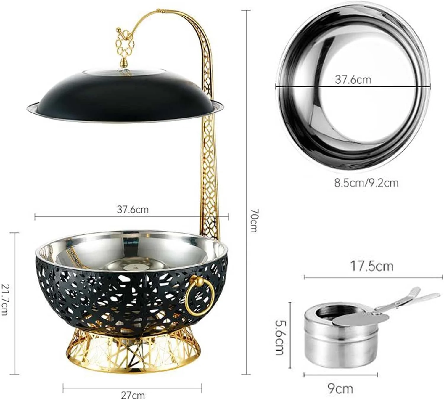 گرمکن غذای پذیرایی 4 لیتری با درب آویز، ست بوفه ظرف گرمکن گرد، ست گرمکن بوفه و ظروف گرمکن استیل ضد زنگ برای مهمانی های پذیرایی، تولد، عروسی (متالیک) گرمکن غذای پذیرایی 4 لیتری با درب آویز، ست بوفه ظرف گرمکن گرد، ست گرمکن بوفه و ظروف گرمکن استیل ضد زنگ برای مهمانی های پذیرایی، تولد، عروسی (متالیک)