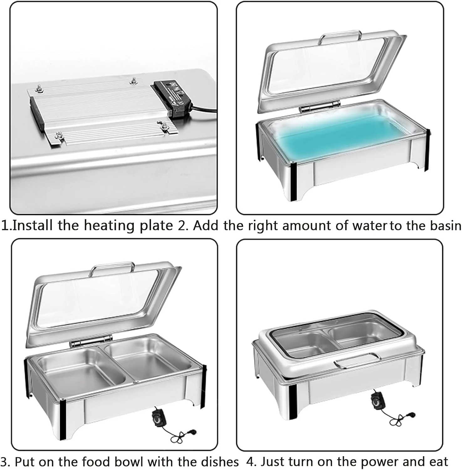 گرمکن غذا برای پذیرایی، گرمکن بوفه و ظروف گرم کننده استیل ضد زنگ به همراه سینی گرم کننده غذا، ایده آل برای گرم نگه داشتن غذای بوفه، مناسب برای بوفه رستوران و دورهمی ها گرمکن غذا برای پذیرایی، گرمکن بوفه و ظروف گرم کننده استیل ضد زنگ به همراه سینی گرم کننده غذا، ایده آل برای گرم نگه داشتن غذای بوفه، مناسب برای بوفه رستوران و دورهمی ها