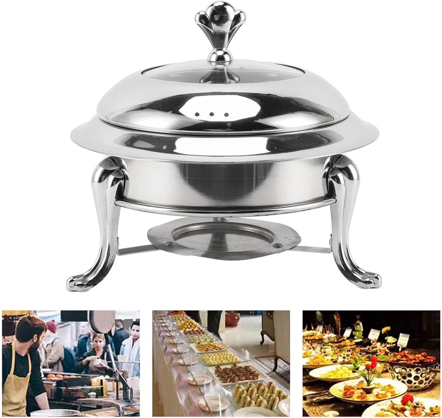 گرمکن بوفه گرد BusoTh، استیل ضد زنگ، گرمایش سوختی، سرور پذیرایی قابل حمل برای ضیافت عروسی، ست بوفه ظرف گرمکن 5 کوارت با درب، ایده آل برای مهمانی ها، رویدادها، کمپینگ، شام گرمکن بوفه گرد BusoTh، استیل ضد زنگ، گرمایش سوختی، سرور پذیرایی قابل حمل برای ضیافت عروسی، ست بوفه ظرف گرمکن 5 کوارت با درب، ایده آل برای مهمانی ها، رویدادها، کمپینگ، شام