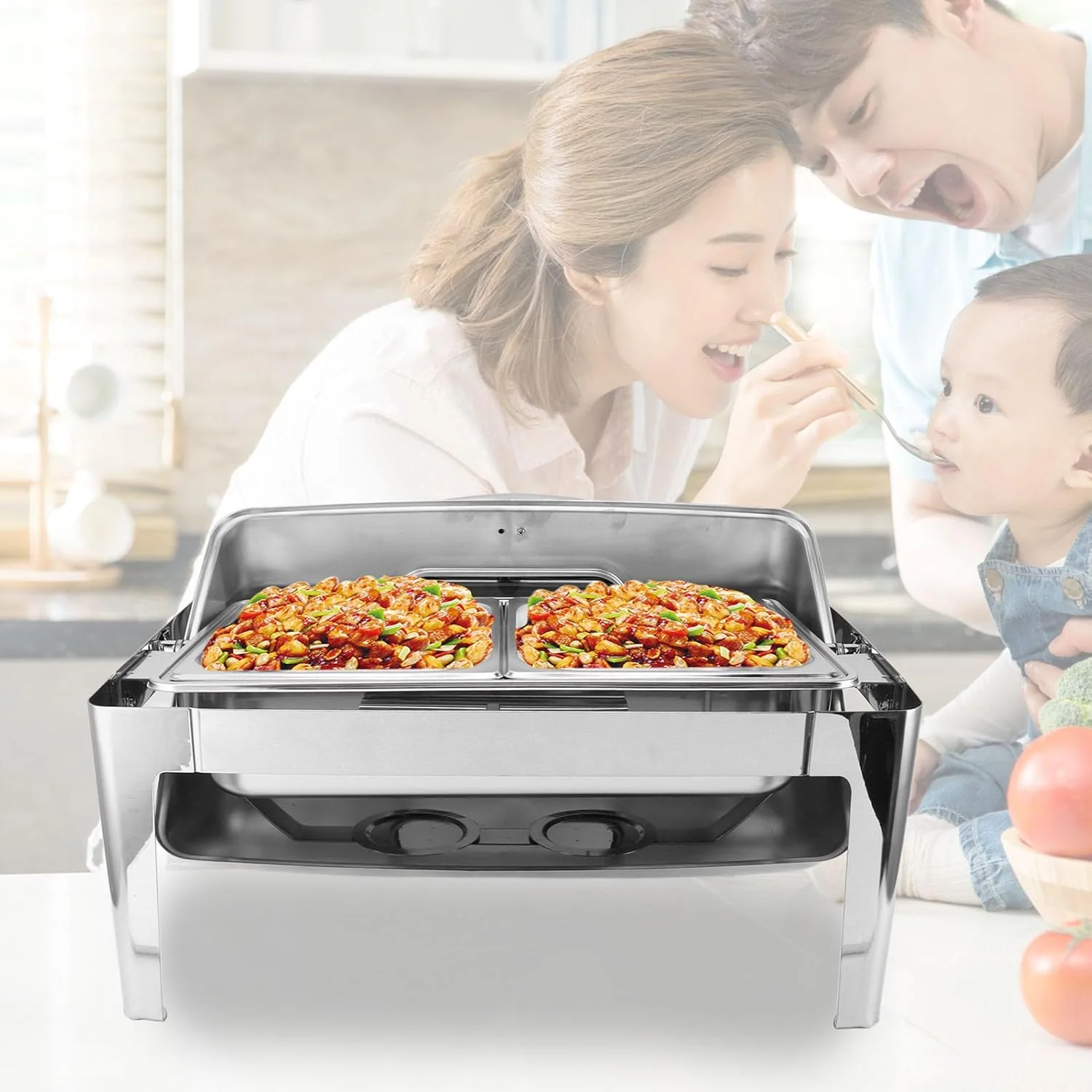 ظرف گرم نگهدارنده غذا بوفه 9 لیتری BusoTh از جنس استیل ضد زنگ، گرمکن غذا پذیرایی بوفه با درب شیشه ای شفاف، گرمکن الکلی غذا برای هتل ها، رستوران ها، بوفه (استیل ضد زنگ) ظرف گرم نگهدارنده غذا بوفه 9 لیتری BusoTh از جنس استیل ضد زنگ، گرمکن غذا پذیرایی بوفه با درب شیشه ای شفاف، گرمکن الکلی غذا برای هتل ها، رستوران ها، بوفه (استیل ضد زنگ)