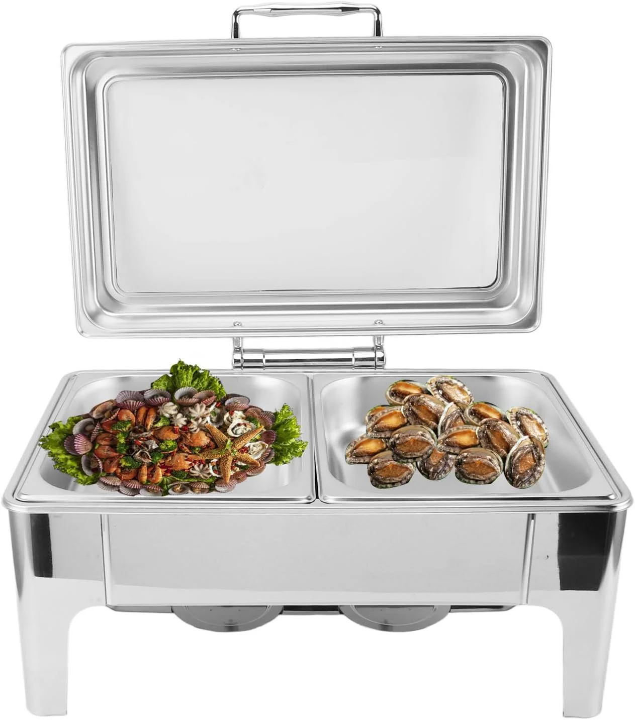 ست گرم نگهدارنده غذا بوفه مستطیلی BusoTh از جنس استیل ضد زنگ، کیت گرم کننده غذای استیل ضد زنگ با درب، ساخت با کیفیت عالی، گرمکن الکلی، ظروف سرو بوفه 9 لیتری برای رستوران (2 ست گرم نگهدارنده غذا بوفه مستطیلی BusoTh از جنس استیل ضد زنگ، کیت گرم کننده غذای استیل ضد زنگ با درب، ساخت با کیفیت عالی، گرمکن الکلی، ظروف سرو بوفه 9 لیتری برای رستوران (2