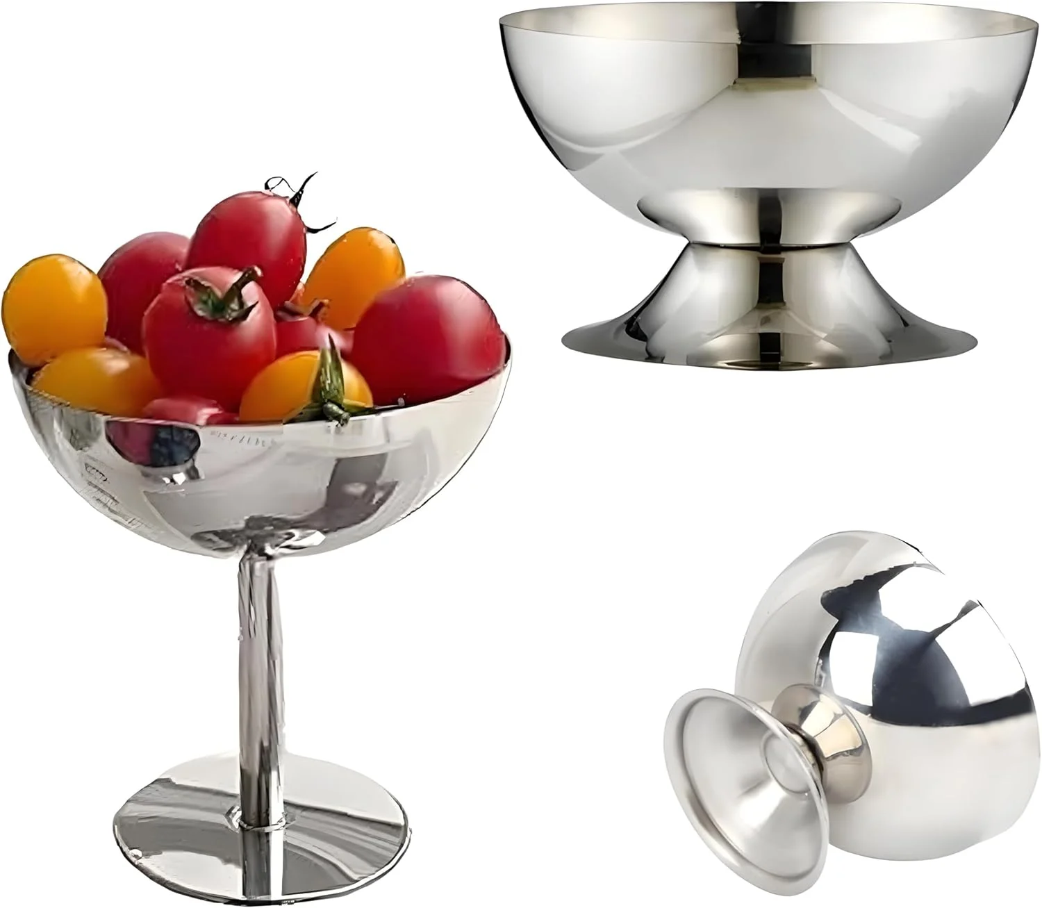 ست 2 عددی کاسه دسر استیل ضد زنگ Bssowe با پایه، فنجان دسر با پایه، فنجان بستنی استیل ضد زنگ، کاسه دسر فلزی، با دسته محکم و ضد لغزش، برای کیک، بستنی، ماست ست 2 عددی کاسه دسر استیل ضد زنگ Bssowe با پایه، فنجان دسر با پایه، فنجان بستنی استیل ضد زنگ، کاسه دسر فلزی، با دسته محکم و ضد لغزش، برای کیک، بستنی، ماست